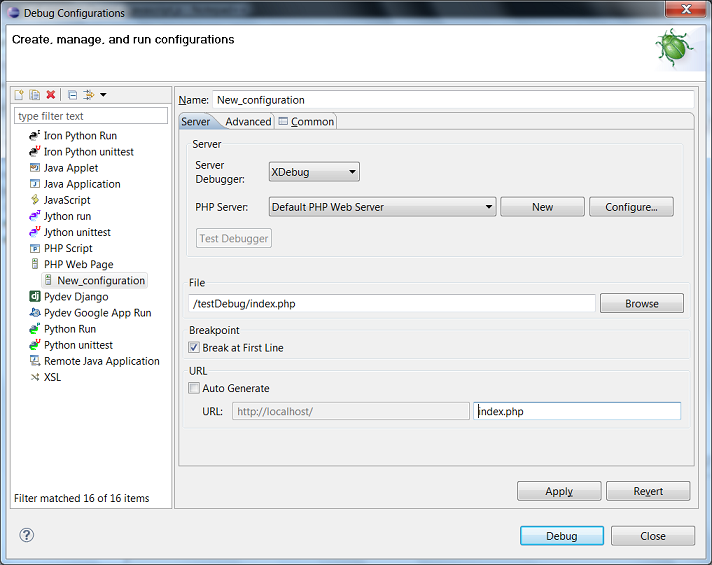 debug config 2